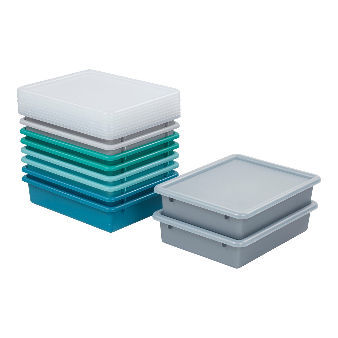 Letter Size Plastic Tray Organizer with Lids, Small, 10-Piece